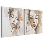 Modulaire canvasprint Schilderij van het gezicht van een vrouw
