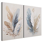Modulaire canvasprint Elegante kunstwerken met veren in zachte tinten