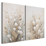 Modulaire canvasprint Schilderij van bloemen en bladeren