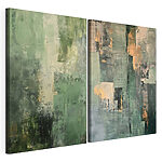 Modulaire canvasprint Schilderij van een groen-witte muur