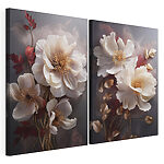 Modulaire canvasprint Verfijnde bloemstukken in warme tinten