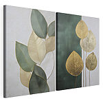 Modulaire canvasprint Collage van bladeren aan de muur