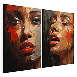 Modulaire canvasprint Collage van het gezicht van een vrouw