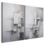 Modulaire canvasprint Vloeiende vormen gaan hand in hand met delicate bloemblaadjes