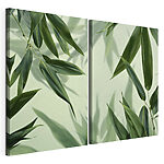Modulaire canvasprint Weelderig groene bladeren op een lichte achtergrond