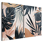 Modulaire canvasprint Opvallend blad in zachte tinten
