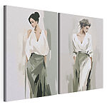 Modulaire canvasprint Vrouw in een wit shirt