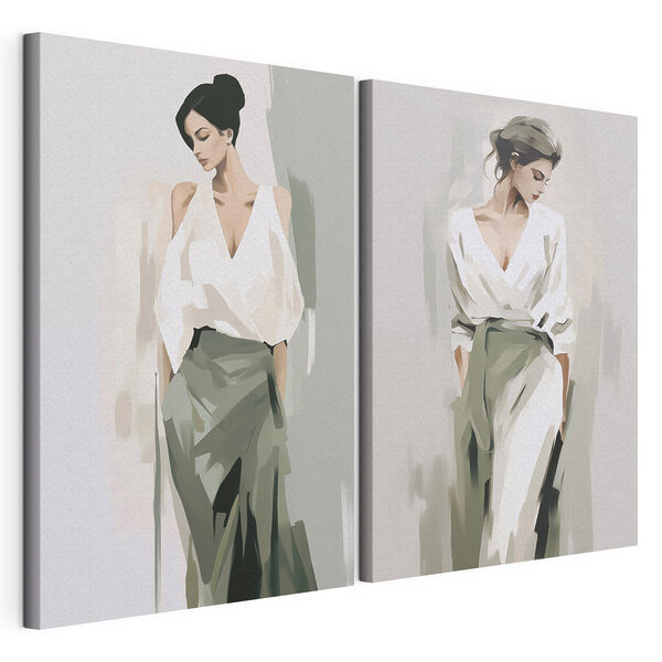 Modulaire canvasprint Vrouw in een wit shirt