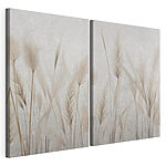 Modulaire canvasprint - Zachte grassen tegen een bleke achtergrond