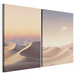 Modulaire canvasprint Woestijnlandschap met een maan