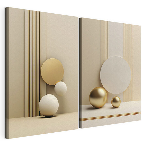 Abstracte vormen in zachte tinten Modulaire canvasprint Abstracte vormen in zachte tinten