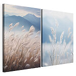 Modulaire canvasprint Zacht gras dat in de wind wuift