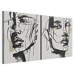 Modulaire canvasprint Expressieve gezichten in de abstracte kunst