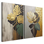 Modulaire canvasprint Elegante bladeren in rijke kleuren
