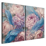 Modulaire canvasprint Verfijnde bloemen met zachte veertjes