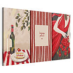 Modulaire canvasprint Collage van een vrouw die een boeket rozen en een kaars vasthoudt