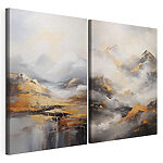 Modulaire canvasprint Schilderij van bergen met wolken