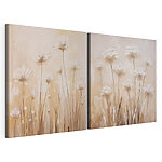 Modulaire canvasprint Schilderij van bloemen op een beige achtergrond