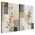 Modulaire canvasprint Twee kunstwerken met bladeren