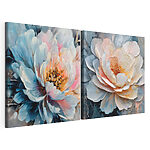 Modulaire canvasprint Kleurrijke bloemen in zachte pasteltinten