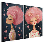 Modulaire canvasprint Collage van een vrouw met roze haar