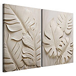 Modulaire canvasprint Elegante bladeren in zachte tinten