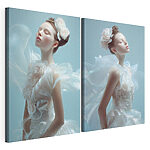 Modulaire canvasprint Collage van een vrouw in een witte jurk