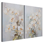 Modulaire canvasprint Schilderij van bloemen op een grijze achtergrond