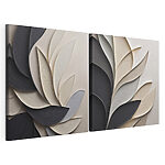 Modulaire canvasprint Fijne blaadjes in harmonieuze tinten