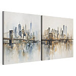 Modulaire canvasprint Schilderij van een stad en een brug