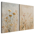 Modulaire canvasprint Verfijnde bloemen in aardetinten
