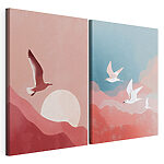 Modulaire canvasprint Twee vogels die in de lucht vliegen