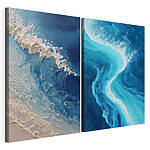 Modulaire canvasprint Dynamische golven in blauwe tinten