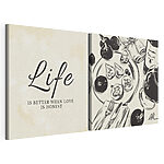 Modulaire canvasprint Zwart-witte illustratie van eten