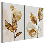 Modulaire canvasprint Speelse bladeren en abstracte vormen