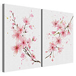 Modulaire canvasprint Aquarel van roze bloemen