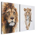 Modulaire canvasprint Schilderij van een leeuw en een leeuwin