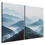 Modulaire canvasprint Collage van bergen in de mist
