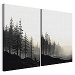 Modulaire canvasprint Zwart-witfoto van een bos