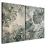 Modulaire canvasprint Zachte groentinten in een botanisch motief