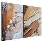Modulaire canvasprint Abstracte penseelstreken in warme tinten