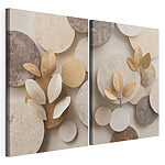 Modulaire canvasprint Collage van afbeeldingen van cirkels en bladeren