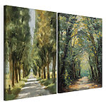 Modulaire canvasprint Pad met bomen erlangs