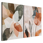 Modulaire canvasprint Abstracte bloemenkunst in zachte kleuren