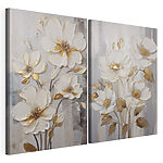 Modulaire canvasprint Schilderij van bloemen op een grijze achtergrond