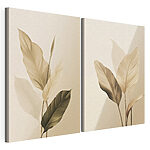 Modulaire canvasprint Zachte bladeren in ingetogen tinten