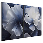 Modulaire canvasprint - Elegante bloemenabstracties in blauwe tinten
