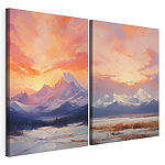 Modulaire canvasprint Schilderij van een besneeuwde bergketen