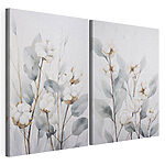 Modulaire canvasprint Schilderij van katoenbloemen en -bladeren