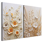 Modulaire canvasprint Collage van bloemen en tarwe